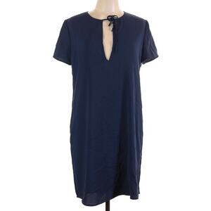 NWT Theory Antazie DT Drapey Crepe Navy Blue Short Sleeve Lined Dress Size 10